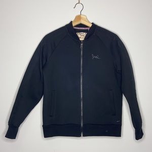 Textured Black Light weight Bomber Jacket